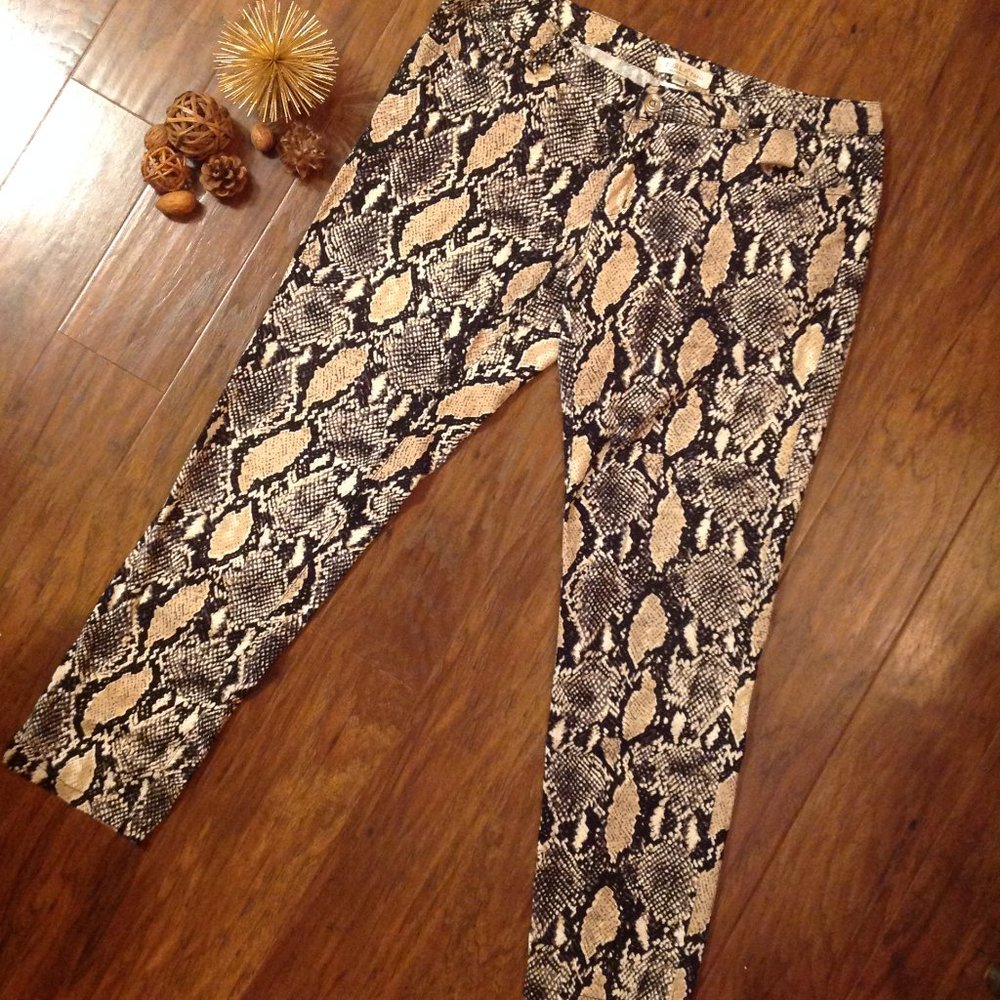 FORLA Skinny Cut Snakeskin Pattern Cotton Pant Size XL.